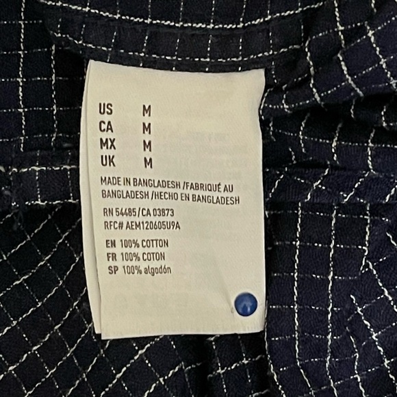 American Eagle sz med mens button down navy windowpane check Premium Indigo - Picture 12 of 12